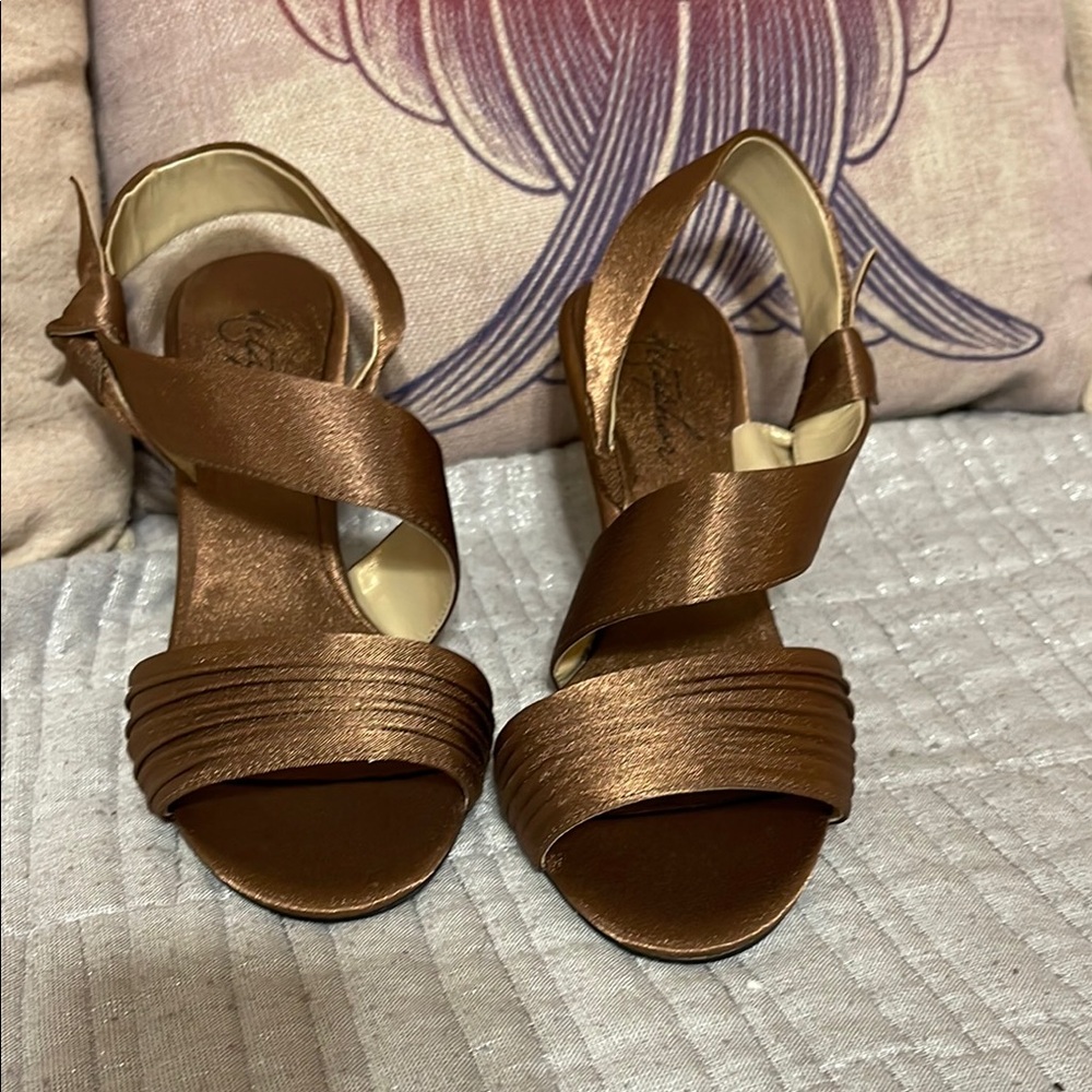 Metaphor Brown Heeled Sandals with Ankle Strap